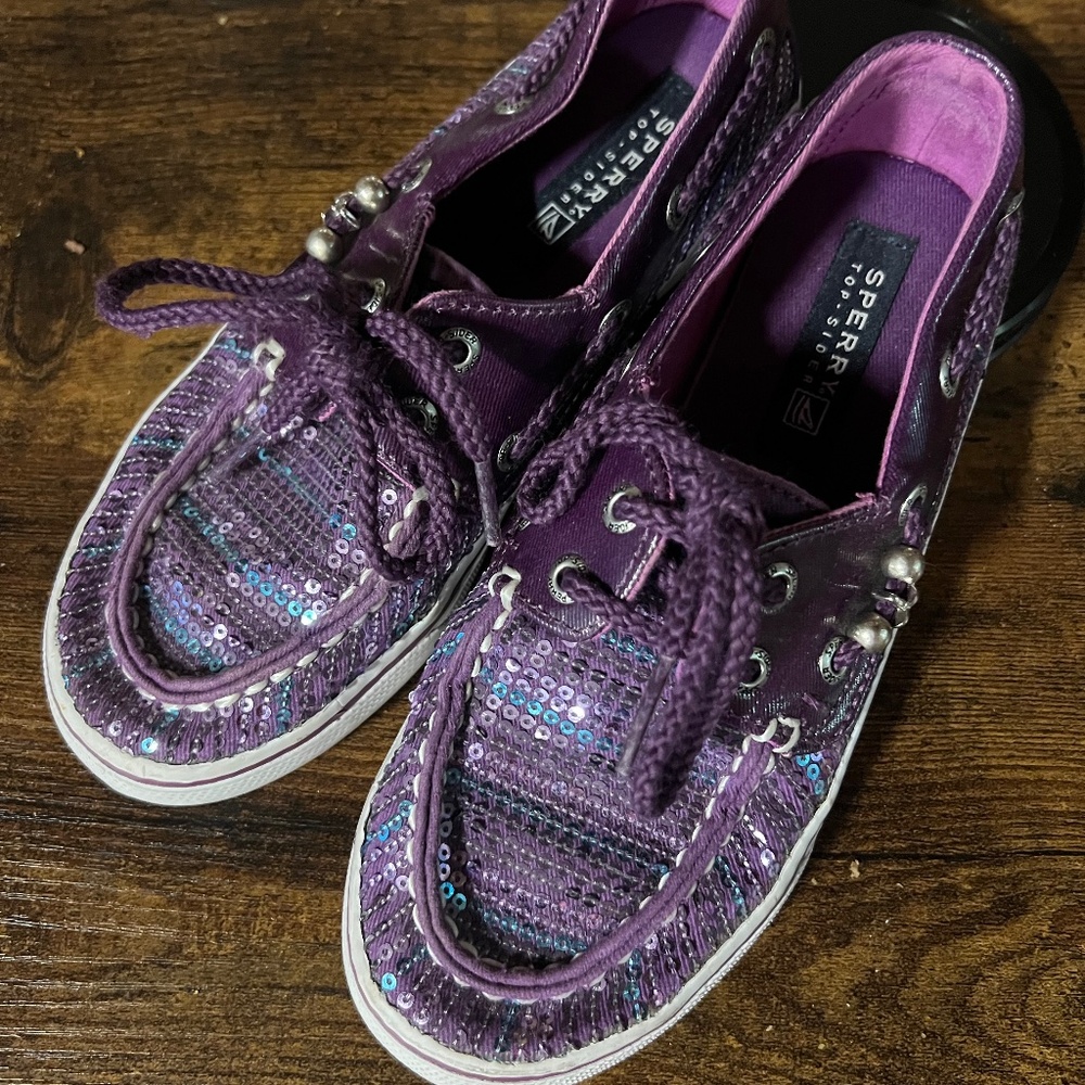 Girls Sparkle Purple Sperry Topsiders